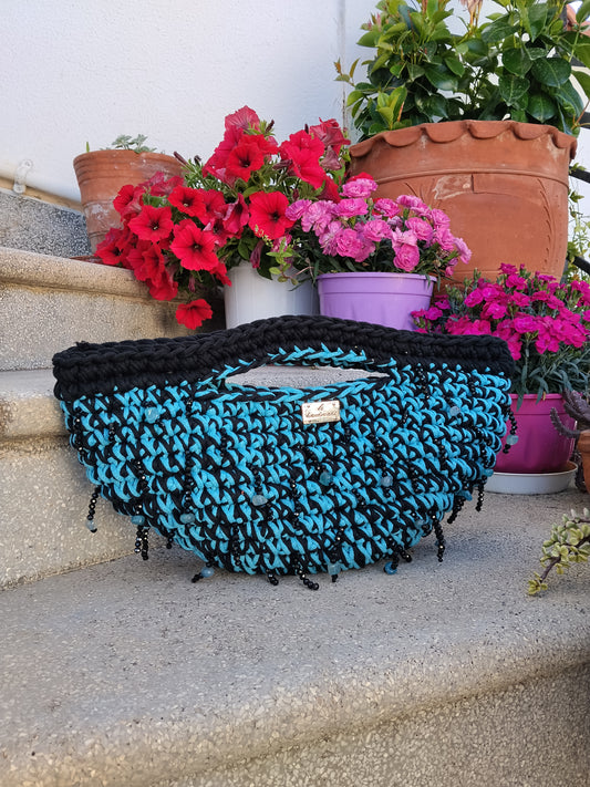Crochet bag with beads 🩵