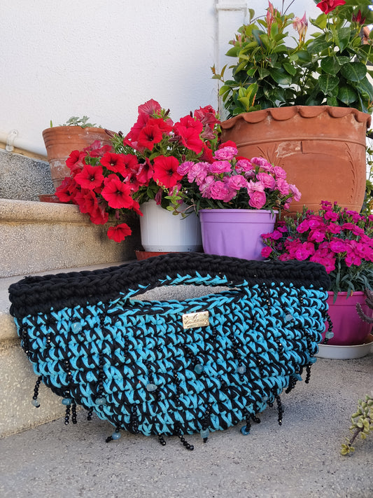 Crochet bag with beads 🩵